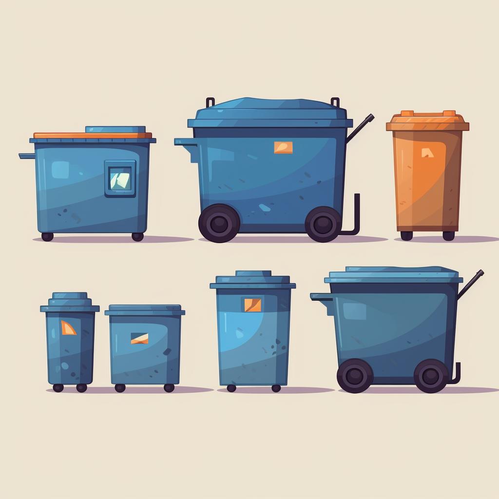 Different sizes of dumpsters